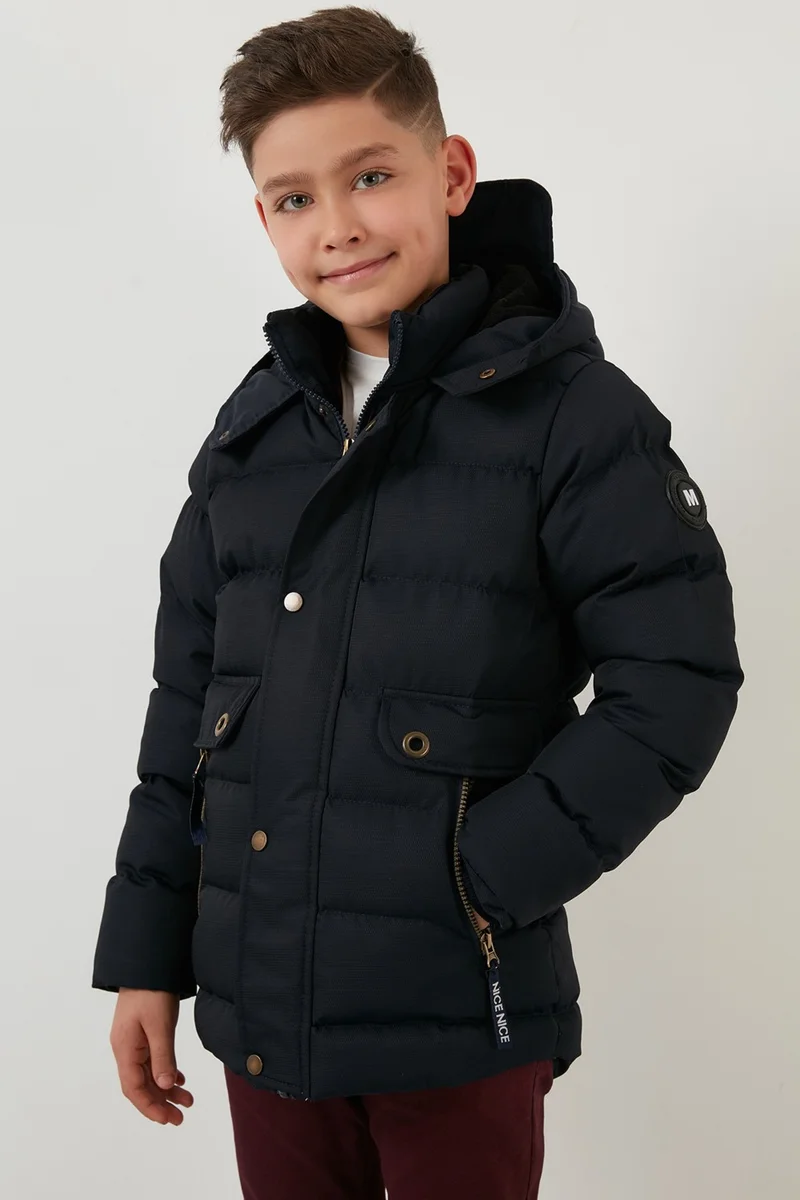 ليلا Plush Lined Hooded Coat Boy's COAT 6031879
