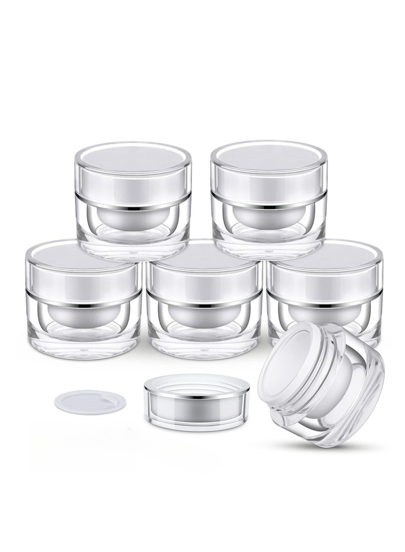 SOLARAE 6 pcs Plastic Cream Jars 10 Gram Clear Lotion Travel Containers with Lids with Inner Liners Leakproof Wide-Mouth for Toiletry Makeup Cream Liquid Slime(0.35oz White) - Image 1