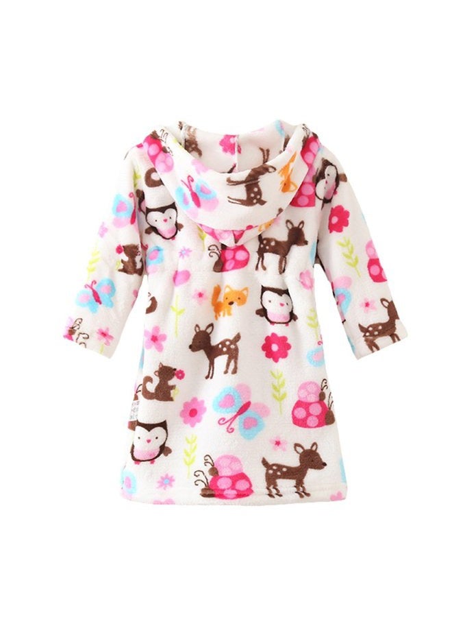 YOLIA Unisex Kids Robes Cute Hooded Sleepwear Soft Fleece Bathrobes Housecoat Gowns, Multicolor, 120/4T(suggest height:105cm-115cm) - Image 2