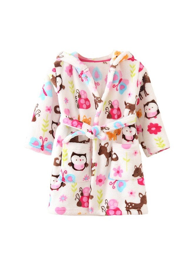 YOLIA Unisex Kids Robes Cute Hooded Sleepwear Soft Fleece Bathrobes Housecoat Gowns, Multicolor, 120/4T(suggest height:105cm-115cm) - Image 1