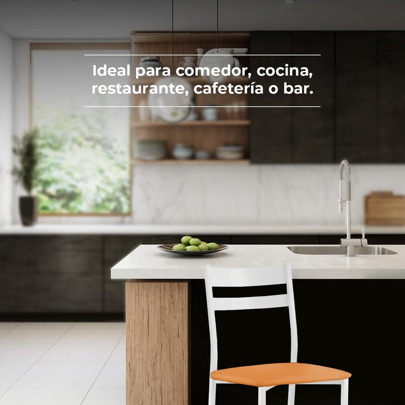ASTIMESA Open Back Metal Kitchen Chair Orange 40cm x 45cm x 40cm - Image 4