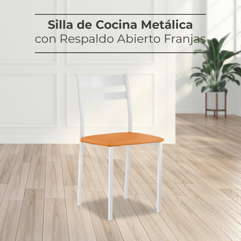 ASTIMESA Open Back Metal Kitchen Chair Orange 40cm x 45cm x 40cm - Image 2