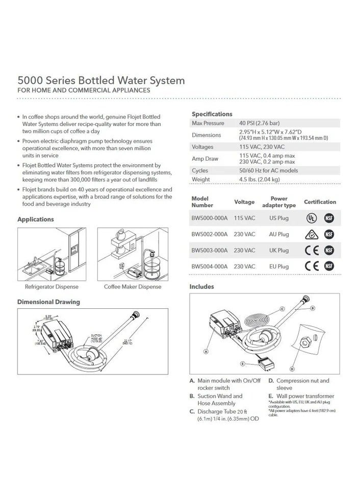 زايلم نظام مضخة توزيع المياه المحمولة Flojet للزجاجات القياسية - مدخل واحد - Image 3