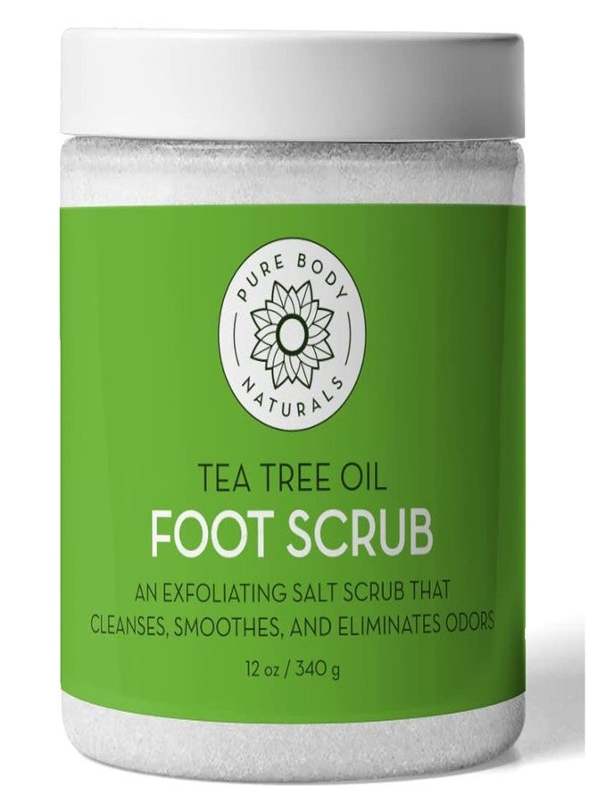Pure Body Naturals Tea Tree Oil Foot Scrub, 12 ounces - Cleanses and Exfoliates - Attacks the Cause of Smelly Feet - Great for Athletes - Image 1