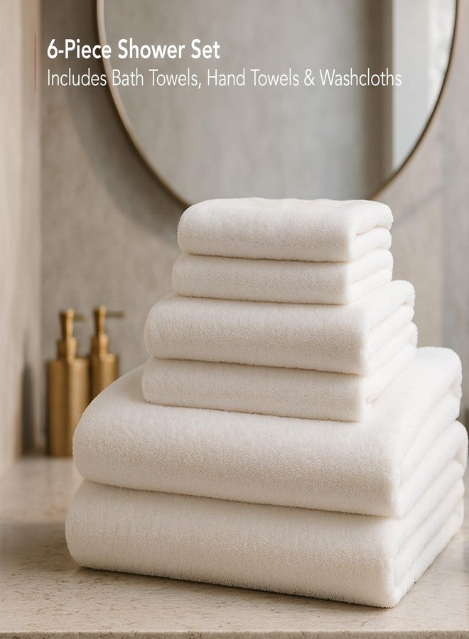 OVENTE 6 Piece Ultra Soft Bath Towels, Highly Absorbent, Quick Dry and Plush Shower Towels, Classic Luxury Bathroom Towel Set Includes 2 Bath Towels, 2 Hand Towels and 2 Washcloths, White BTF01006W - Image 2