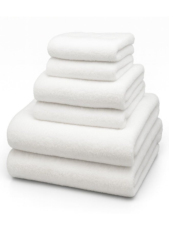 OVENTE 6 Piece Ultra Soft Bath Towels, Highly Absorbent, Quick Dry and Plush Shower Towels, Classic Luxury Bathroom Towel Set Includes 2 Bath Towels, 2 Hand Towels and 2 Washcloths, White BTF01006W - Image 1