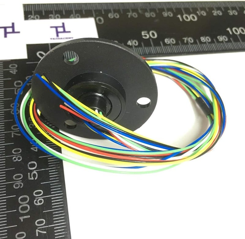 Taidacent Hollow Slip Signal Power Continued 2/4/6/12 Road Collector Ring Conductive Electric Motor Slip Ring Rotating Connector (5mm Inner 22mm Outer 6 Wire 2A) - Image 2