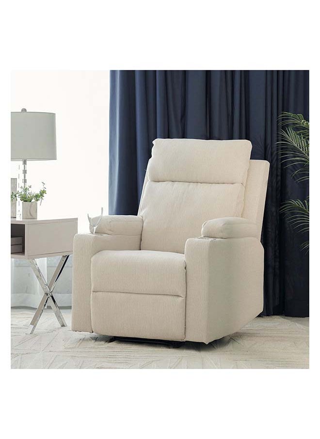 DANUBE HOME Danube Home Taylor 1 Seater Fabric Power Recliner With Massage Options & Cup Holder Modern Design One Seat Relaxing Chair Comfortable Living Room Furniture L 77 x W 84 x H 104 cm Cream  - Image 1
