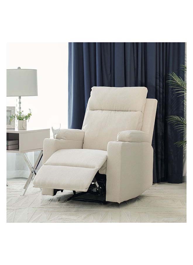 DANUBE HOME Danube Home Taylor 1 Seater Fabric Power Recliner With Massage Options & Cup Holder Modern Design One Seat Relaxing Chair Comfortable Living Room Furniture L 77 x W 84 x H 104 cm Cream  - Image 5