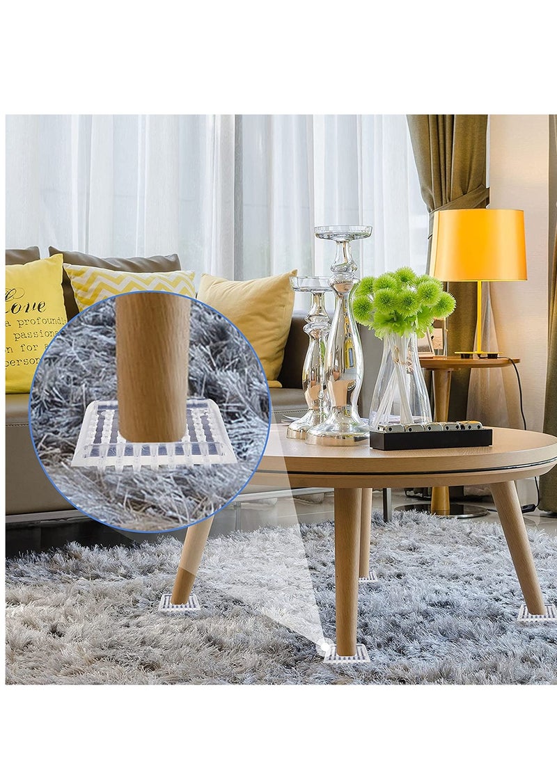 SYOSI واقيات الأثاث واقي السجاد كؤوس دبابيس بلاستيكية لحماية أرجل الكراسي دائرية مربعة وسادات غير قابلة للانزلاق للأرائك والطاولات والكراسي والمكاتب ورفوف الكتب والأسرة 12 قطعة - Image 5