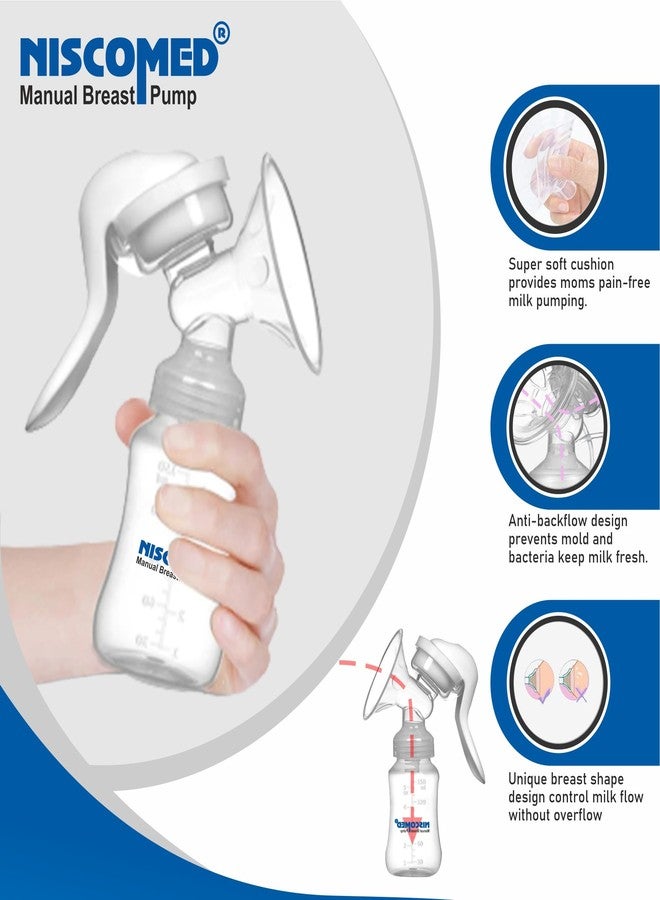 NISCOMED Manual Breast Milk Pump | Hand Operated Breast Pump Without Electricity | BPA Free Portable Breast Pump for Women - Image 3