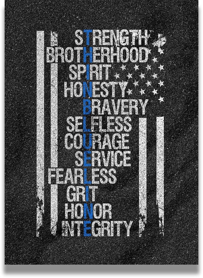 غوفيفو لوحة جدارية فنية لعلم الولايات المتحدة الأمريكية لضابط شرطة من جوفيفو - طباعة 8x10 بدون إطار - هدايا تخرج أكاديمية الشرطة - فن جداري وطني - ديكور مكتب الخط الأزرق - Image 1
