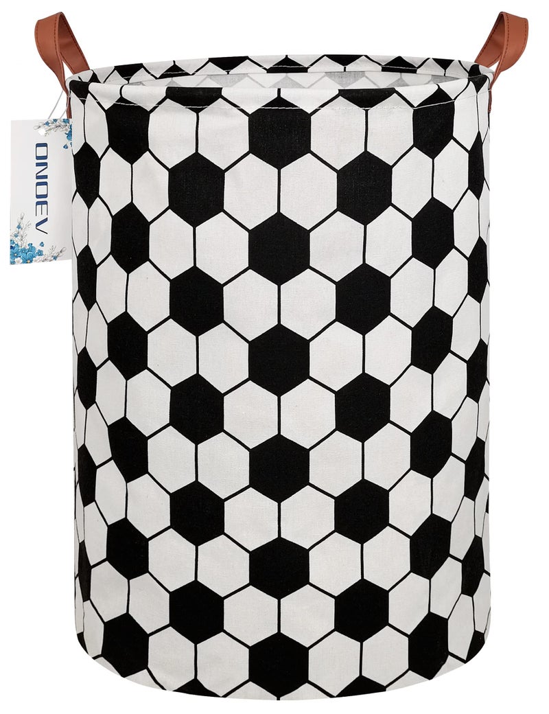 ONOEV Round Fabric Storage BinDecorative BasketOrganizer Basket with Handlesfor Clothes Storagebooks sundries Hexagon Football 197inchHx157inchD