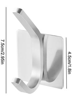 Generic Self Adhesive Hooks 4 Pieces, Brushed Stainless Steel Adhesive Door Hooks, Heavy Duty Wall Hooks for Hanging Towels, Robes, Coats, Keys, Calendars Bathroom Home Kitchen, No Drill Glue Needed  - Image 2