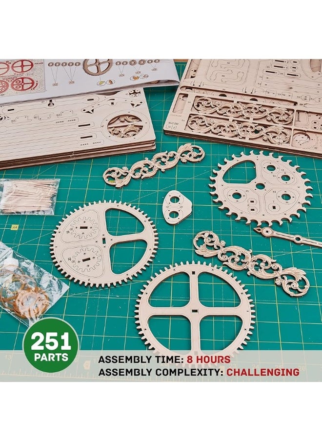 Wood Trick Pendulum Wall Clock Kit Wooden 3D Puzzles for Adults and Kids to Build - 3D Wall Clock Mechanical Model - 42x12 in - Engineering DIY Project Mechanical 3D Puzzle Model Kits for Adults