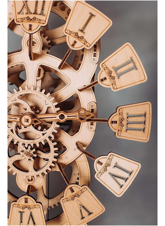 Wood Trick Pendulum Wall Clock Kit Wooden 3D Puzzles for Adults and Kids to Build - 3D Wall Clock Mechanical Model - 42x12 in - Engineering DIY Project Mechanical 3D Puzzle Model Kits for Adults