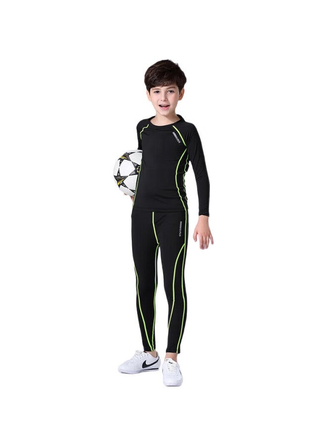 BURUITE Children'S Quick-Dry Sportswear Set, Basketball And Soccer Training Fitness Wear, Tight-Fitting Shirt For Boys, Running, Student Badminton Outfit - Image 3