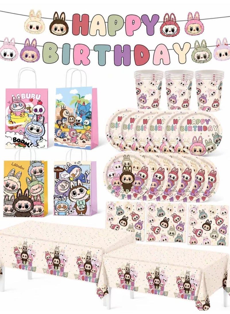 Prime Choice Labubu 12PCS Paper Gift Bags with Handles Bulk, Eco-Friendly Paper Bags, Paper Bags, Shopping Bags, Kraft Bags, Retail Bags, Party Bags & Labubu Birthday Party Kit for Kids for 10 People, Complete Tableware Set, Labubu Party Decorations Bundle - Image 1