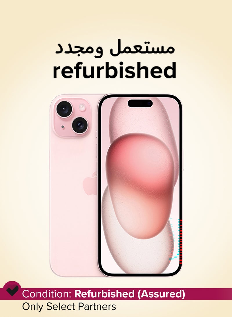ابل  Refurbished - iPhone 15 128GB Pink 5G With FaceTime - USA Version (e-SIM only) - Image 1