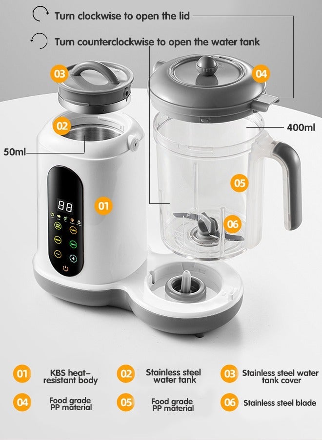 4-in-1 Baby Food Processor, Smart Control Multifunctional Steaming Blender with Steam Pot, Auto Cooking & Grinding, Milk Warming, BPA-Free, White - Image 4