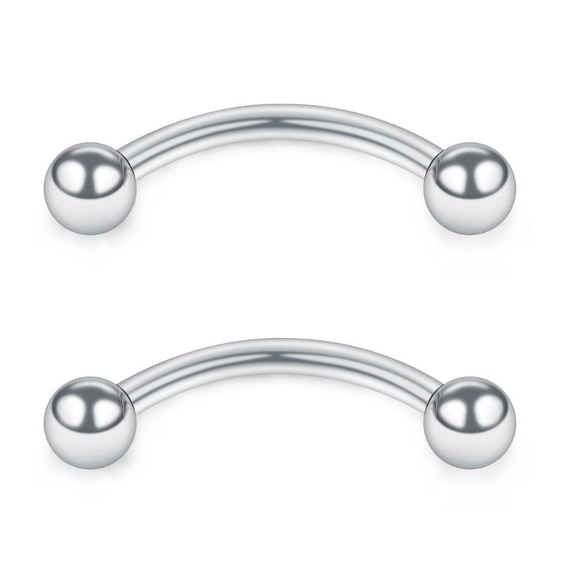 SCERRING 12PCS Stainless Steel Curved Barbell Eyebrow Tragus Helix Ear Belly Lip Ring Body Piercing Jewelry with Balls 16G 10mm - Image 3