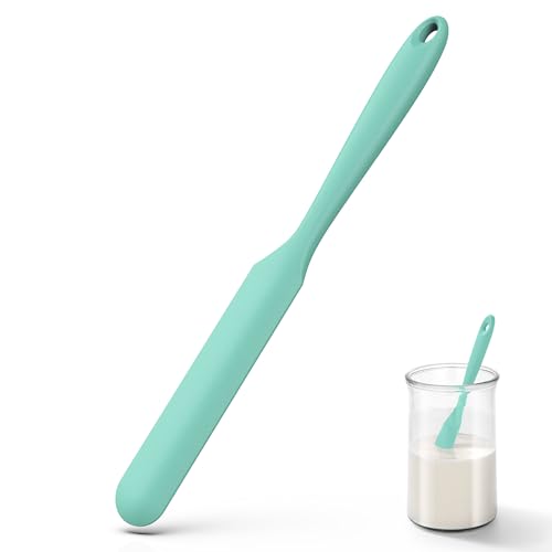 U-Taste Skinny Silicone Jar Spatula: 600ºF Heat-Resistant Food-Grade 10in Long Narrow Sourdough Stirring Stick, Seamless Flexible Peanut Butter Spreader for Scraping Icing Bread Cream, Jam (Aqua Sky) - Image 1