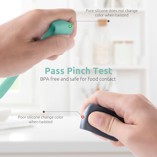 U-Taste Skinny Silicone Jar Spatula: 600ºF Heat-Resistant Food-Grade 10in Long Narrow Sourdough Stirring Stick, Seamless Flexible Peanut Butter Spreader for Scraping Icing Bread Cream, Jam (Aqua Sky) - Image 4