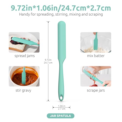 U-Taste Skinny Silicone Jar Spatula: 600ºF Heat-Resistant Food-Grade 10in Long Narrow Sourdough Stirring Stick, Seamless Flexible Peanut Butter Spreader for Scraping Icing Bread Cream, Jam (Aqua Sky) - Image 2