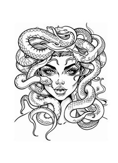 Dopetattoo 6 Sheets Medusa Tattoo Temporary Tattoos Fake Tattoos for Adult Women Men for Children Boys and Girls Face Tattoos 