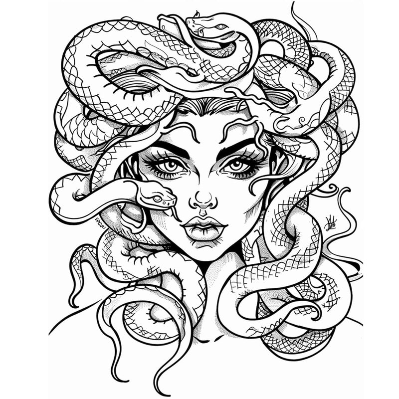 6 Sheets Medusa Tattoo Temporary Tattoos Fake Tattoos for Adult Women Men for Children Boys and Girls Face Tattoos