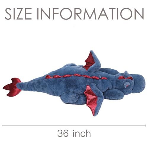 ARELUX Large 36in Cute Dragon Stuffed Animals Plush Toy Soft Blue Pterosaur Plushie Giant Fuzzy Dinosaur Pillow Plushies with Wings Cuddly for Friends Family Member - Image 5