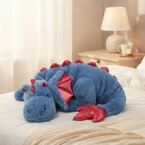 ARELUX Large 36in Cute Dragon Stuffed Animals Plush Toy Soft Blue Pterosaur Plushie Giant Fuzzy Dinosaur Pillow Plushies with Wings Cuddly for Friends Family Member - Image 1