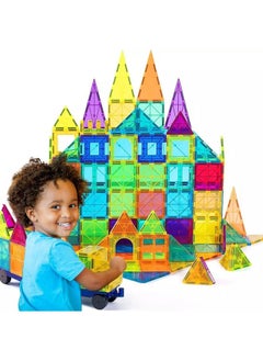 Beauenty 100pcs Magnet Building Tiles Vibrant Clear Color Early Learning Brain Development Magnetic 3D Building Blocks, Construction Play boards, Creativity beyond Imagination  - Image 1