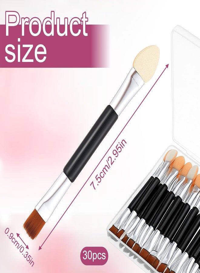 Xyembu 30 PCS Eyeshadow Applicators Disposable Dual Sides Makeup Brush, 2.95 inch Double Head Eyeshadow Applicators, Black Eyeshadows Brush with Soft Sponge Head and Container for Women - Image 2