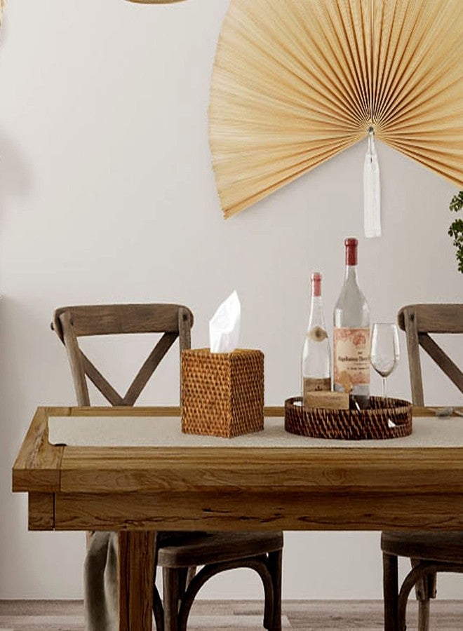 MadeTerra Woven Rattan Square Tissue Box Holder for Kitchen, Bathroom, Car | Decorative Wicker Refillable Facial Paper Napkin Dispenser Holder | Square Rattan Tissue Box with FREE Tissue Box (Natural) - Image 5