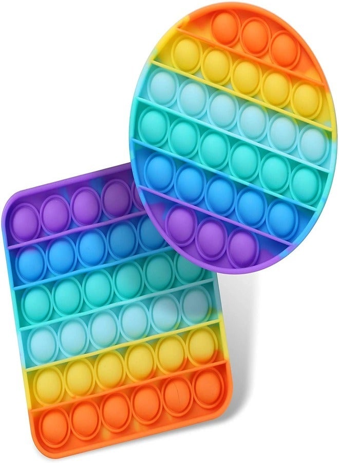WISHGO Pop It Fidget Toys,Push Pop Bubble Fidget Sensory Toy,Autism Special Needs Silicone Stress Relief Toy,Great Fidget Toy@Novelty Gifts for Girls Boys Kids Adult ((2 PCS)(Round+Square))  - Image 1
