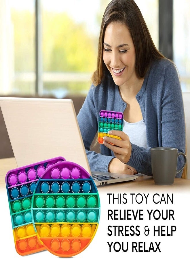 WISHGO Pop It Fidget Toys,Push Pop Bubble Fidget Sensory Toy,Autism Special Needs Silicone Stress Relief Toy,Great Fidget Toy@Novelty Gifts for Girls Boys Kids Adult ((2 PCS)(Round+Square))  - Image 4