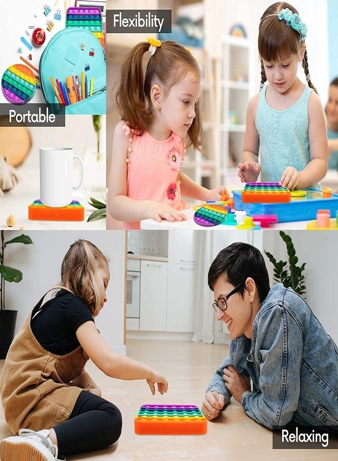 WISHGO Pop It Fidget Toys,Push Pop Bubble Fidget Sensory Toy,Autism Special Needs Silicone Stress Relief Toy,Great Fidget Toy@Novelty Gifts for Girls Boys Kids Adult ((2 PCS)(Round+Square))  - Image 5