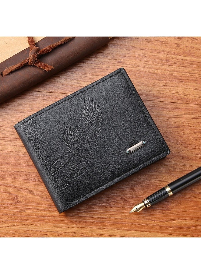 جيانغ بي أو محفظة جيانغباو القصيرة للرجال - محفظة أنيقة ثنائية الطي للأعمال مع فتحات متعددة للبطاقات، محفظة رفيعة من جلد البولي يوريثان للاستخدام اليومي والمكتبي - Image 1