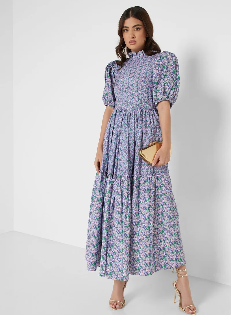 Nocturne Floral Print Midi Dress