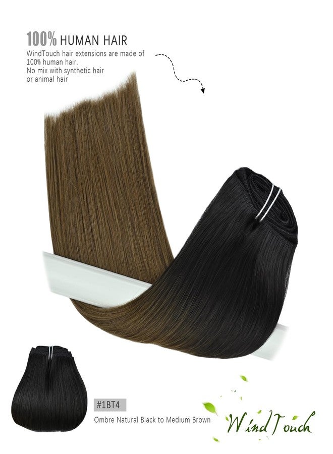 WindTouch Clip in Hair Extensions Real Human Hair #1BT4 Ombre Natural Black to Medium Brown Hair Extensions Clip Ins 20inch 120g 7Pcs Human Hair Clip in Extensions - Image 2