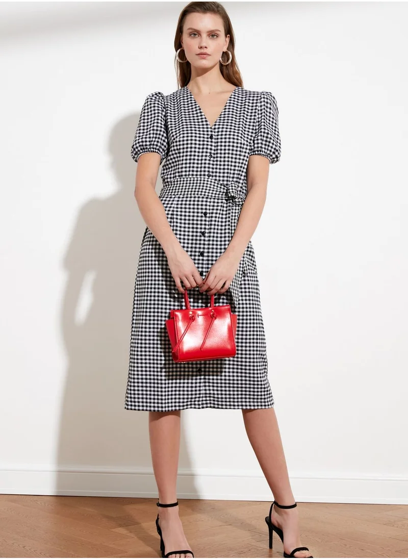 trendyol Puff Sleeve Gingham Dress