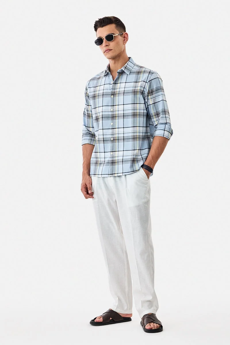 سنيتش قميص كاروهات قطن % بقصة عادية