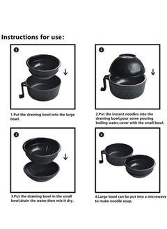 SYOSI Microwave Ramen Cooker Ramen Bowl Set with Lid Chopsticks College Dorm Room Essentials for Girls, Boys, Rapid and Quick Ramen Cooker with Handles Apartment Essentials for Apartment (Black)  - Image 5