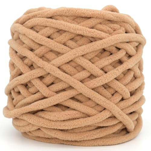 YARFOFUN Chunky Chenille Yarn for CrochetingKhaki Brown Fluffy Velvet Plush Yarn Thick Soft Chunky Chenille Yarn Baby Blanket Yarn for Crocheting Knitting Beginners 100gKhaki - Image 1