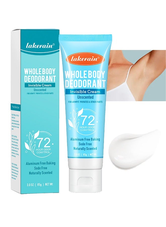 ليكرين مزيل العرق لكامل الجسم كريم غير مرئي ، غسول مزيل عرق خال من الألومنيوم ، كريم مزيل عرق تحت الإبط (مزيل عرق 72 ساعة) ، مزيل عرق جل شفاف مضاد للتعرق ، بدون صودا الخبز (بدون عطر) - Image 1