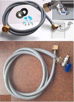 Generic 2.5 meter hose for washing machines, stainless and Teflon gaskets and elbow set  - Image 1