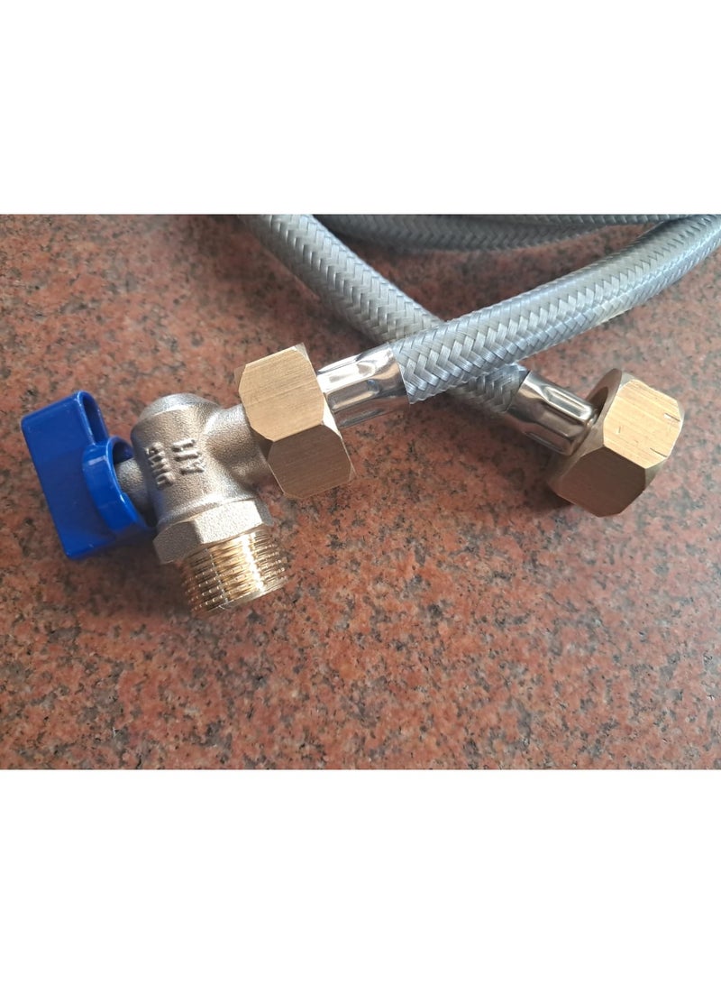 2.5 meter hose for washing machines, stainless and Teflon gaskets and elbow set  - Image 3