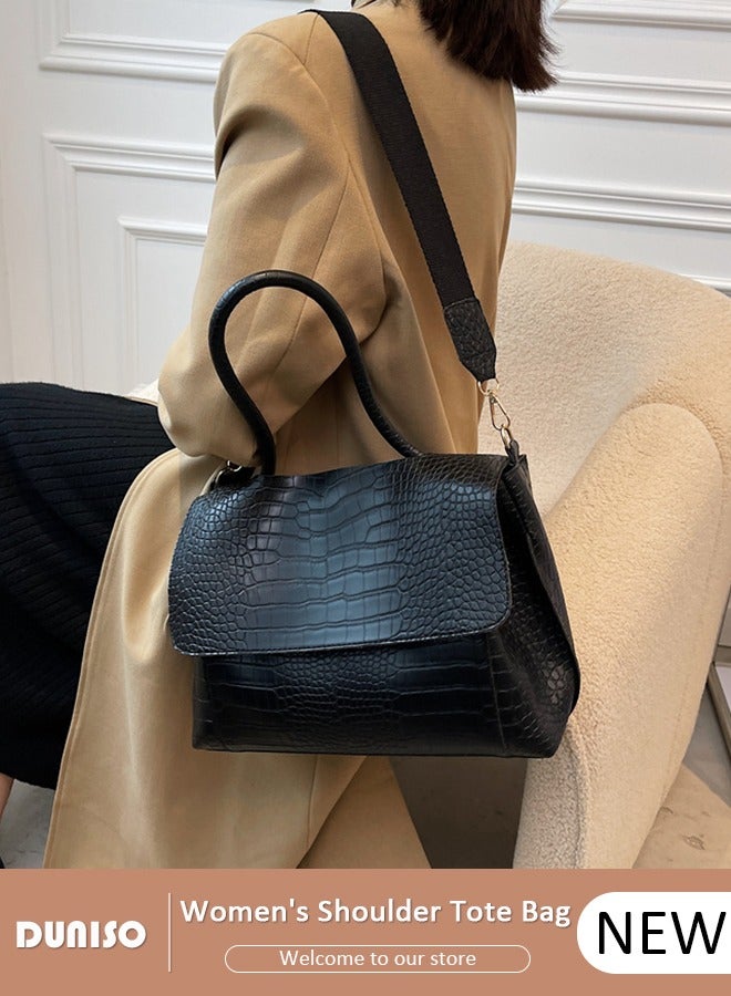 DUNISO Women's Shoulder Tote Bag Faux Leather Handbag for Women Large Capacity Messenger Bag, Fashionable Travel Shoulder Bag for Ladies Girls College Students - Image 1