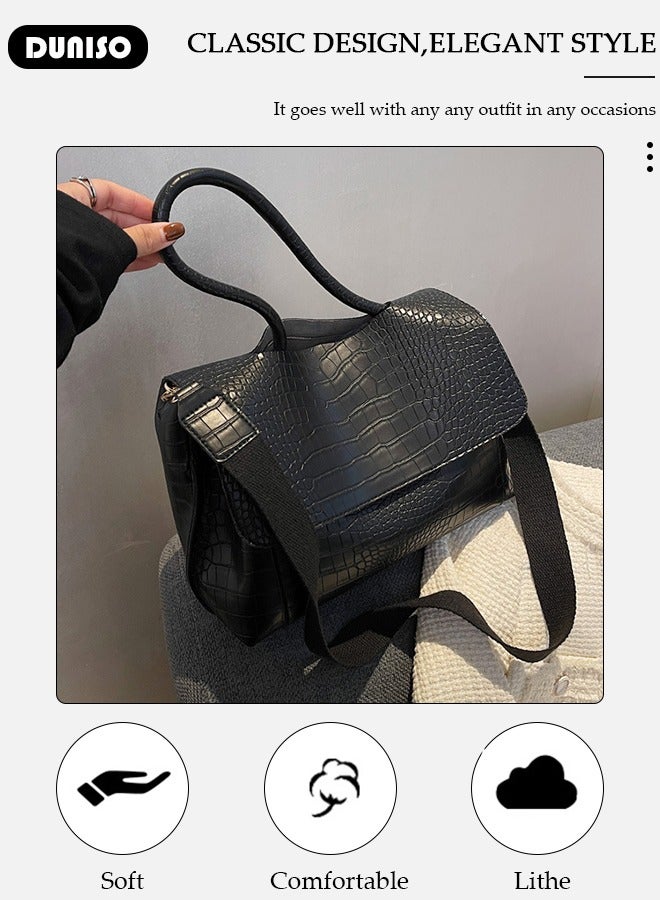 DUNISO Women's Shoulder Tote Bag Faux Leather Handbag for Women Large Capacity Messenger Bag, Fashionable Travel Shoulder Bag for Ladies Girls College Students - Image 5